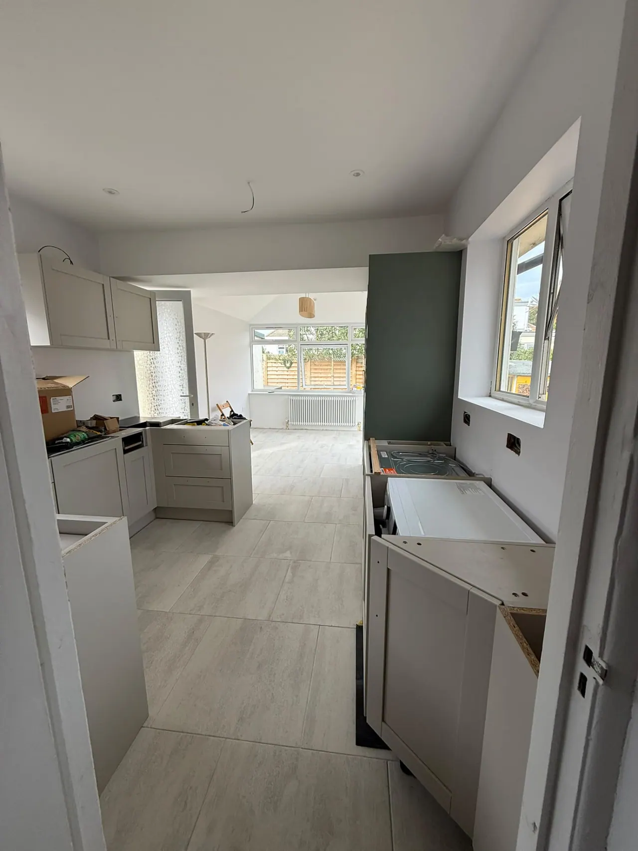 Kitchen space before installation, prepared for new units in Essex